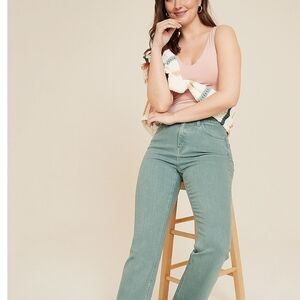 Flying Monkey High-Rise Straight Leg Jeans in Sage